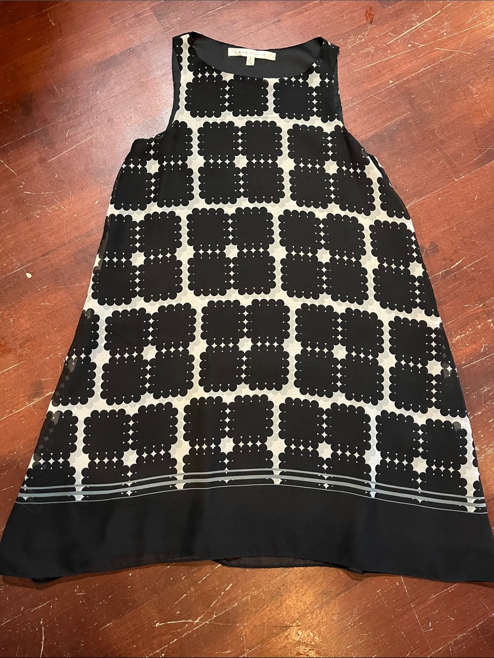 Max Studio Black and White Geometric A-Line Dress